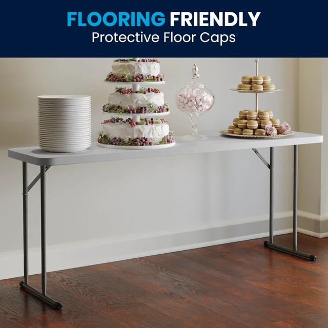 Alt view image 7 of 7 - 6 ft Plastic Folding Training Table, Granite White | Durable Construction, Commercial Use