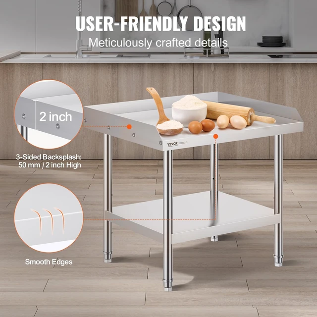 Alt view image 3 of 7 - Stainless Steel Equipment Grill Stand, 24 x 28 x 26 Inches Stainless Table, Grill Stand Table with Adjustable Storage Undershelf, Equipment Stand Grill Table for Hotel, Home, Restaurant Kitchen