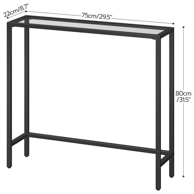 Alt view image 4 of 7 - 29.5" Narrow Console Table, Modern Sofa Table Behind Couch Table | Tempered Glass Entryway Table, Small Side Table for Entrance, Living Room, Foyer, Hallway, Bedroom, Black BK07XG01