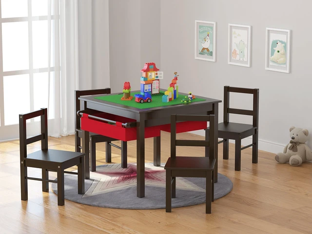 Alt view image 3 of 4 - Child's Wooden Chair Pair for Play or Activity, Set of 2, Espresso | Toddler Chairs for Table, Durable Solid Wood, Slatted Back, Water-based Paint for toddlers ages 3-8