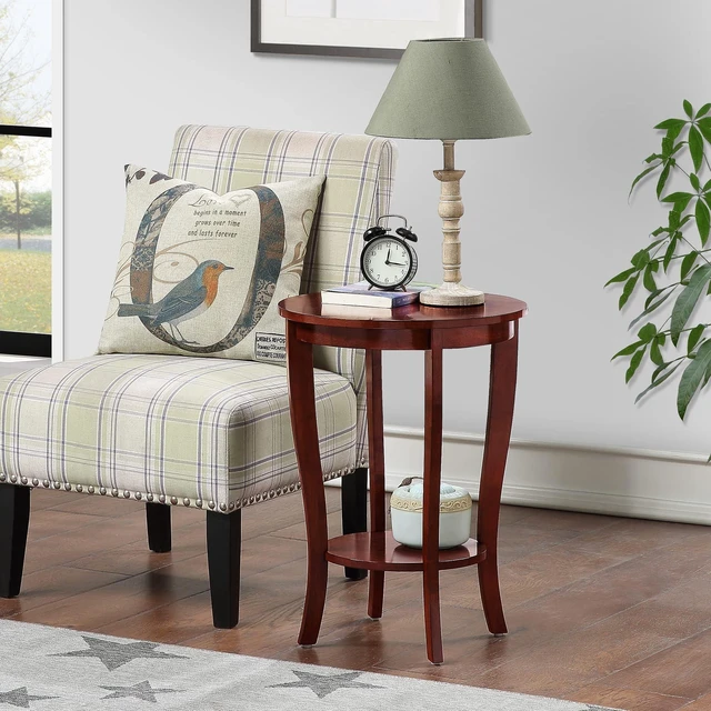 Alt view image 3 of 6 - American Heritage Accent End Table, Mahogany | Side Table with Shelf for Living Room Sofa or Bedroom Nightstand Accent, Convenient Storage and Organization