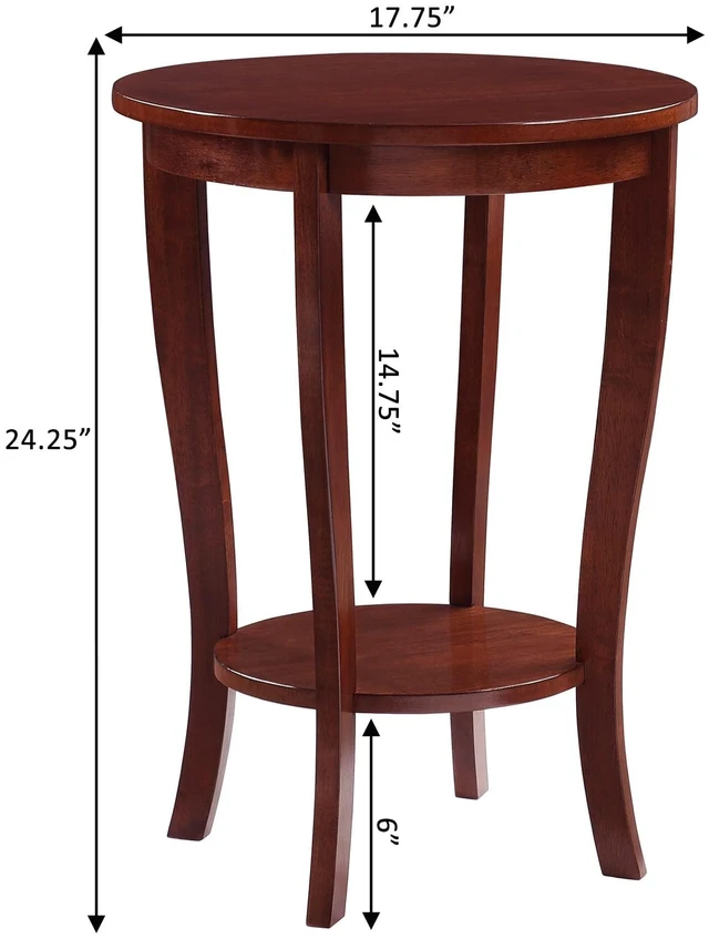 Alt view image 5 of 6 - American Heritage Accent End Table, Mahogany | Side Table with Shelf for Living Room Sofa or Bedroom Nightstand Accent, Convenient Storage and Organization