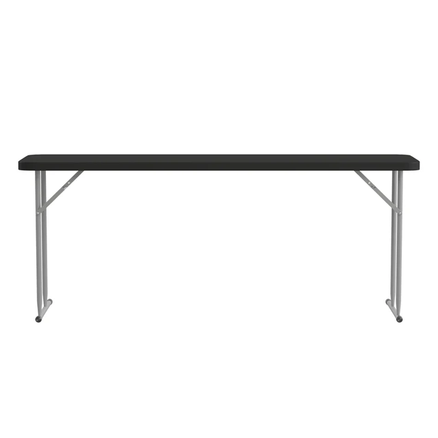 Alt view image 7 of 7 - 6 ft Plastic Folding Training Table, Black | Durable Construction, Commercial Use