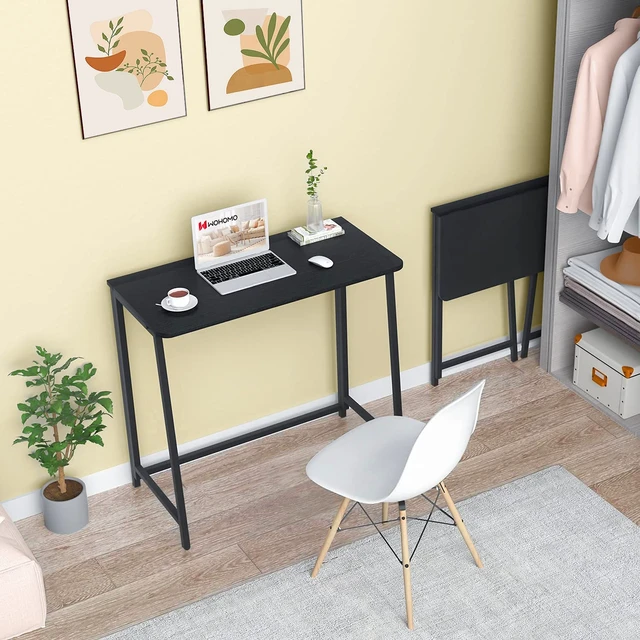 Alt view image 2 of 7 - Folding Desk, 31.5" Foldable Computer Table for Small Spaces, Black | Easy Assembly and Fold, Sturdy Home office desks for Study Bedroom Dorm Space Saving Writing Work Apartment