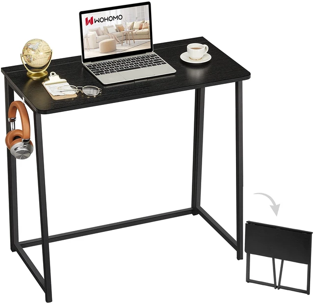 Main image of Folding Desk, 31.5" Foldable Computer Table for Small Spaces, Black | Easy Assembly and Fold, Sturdy Home office desks for Study Bedroom Dorm Space Saving Writing Work Apartment