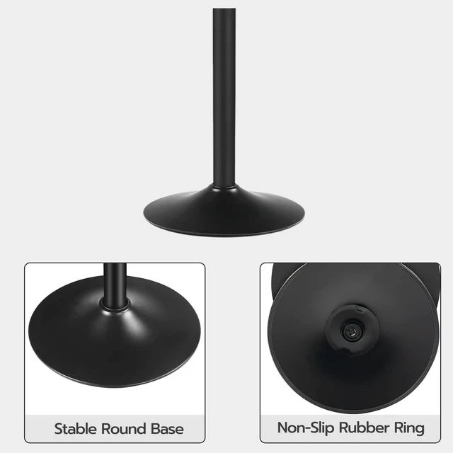 Alt view image 6 of 7 - Bar Table, Height-Adjustable Round Pub Table 27-35.4 Inches, Cocktail Table with Sturdy Base, Modern Style, Easy to Assemble, Suitable for Small Space, Black BK58BT01G1