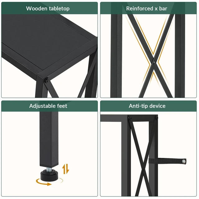 Alt view image 7 of 7 - Narrow Console Table with Socket, Sofa Table Behind Couch, Black | 55.1" Couch Table, Industrial Style, Long Skinny Design,for Hallway,Living Room,Bedroom, Built-In Outlets & USB,140cm Length