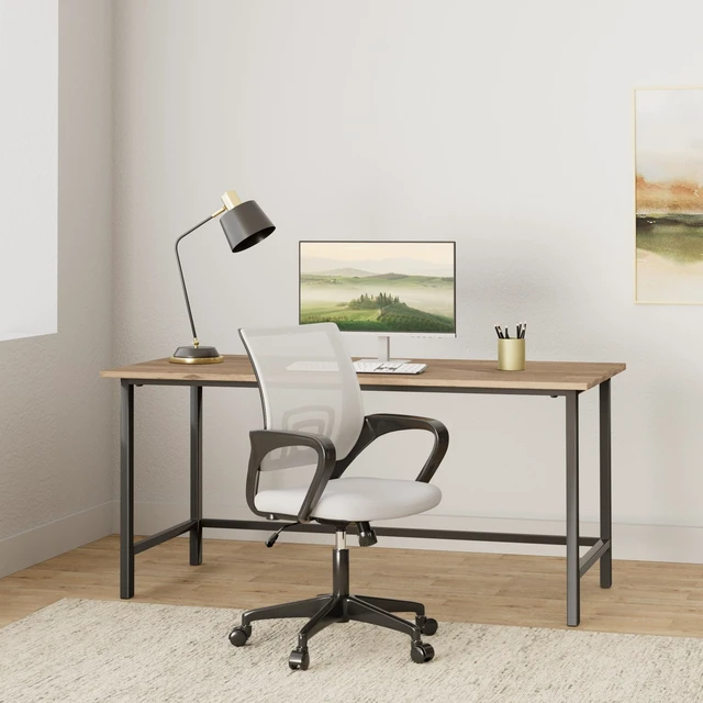 Alt view image 2 of 7 - Ergonomic Office Chair | Mid-Back Swivel Desk Chair | Breathable Backrest & Lumbar Support | Adjustable Height | Sponge Seat | Rolling Wheels | Grey | for Adults & Women | Pack of 2