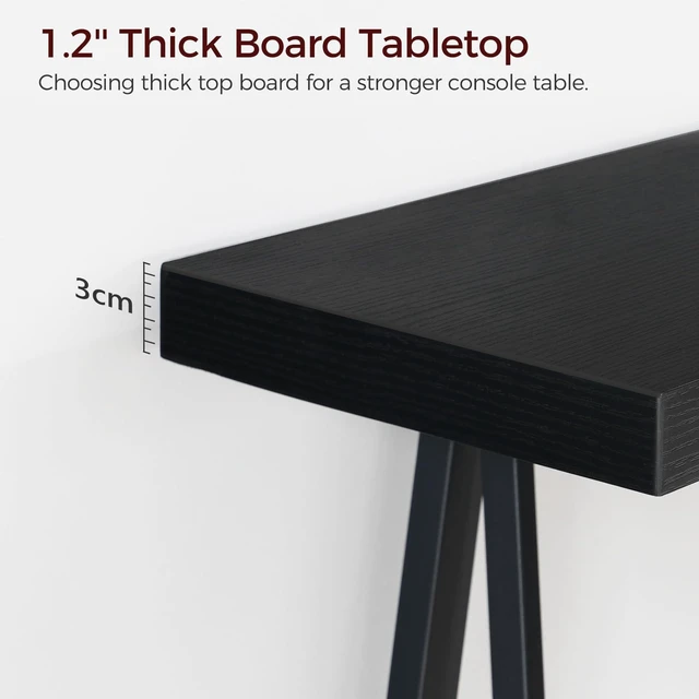Alt view image 5 of 7 - Console Table for Entryway, 63" Industrial Sofa Table, 2-Tier | Sofa Table with Metal Legs, Narrow Console Table, X-Shaped Support, Behind Couch Table, Accent Tables for Hallway, Black