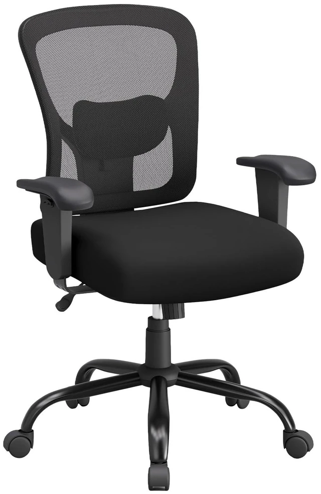 Main image of Big and Tall 500 lb Mesh Office Chair Ergonomic High Back Desk Chair with Lumbar Support and Extra-Wide Seat for Home Office, Black