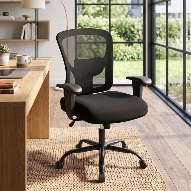 Alt view image 7 of 7 - Big and Tall 500 lb Mesh Office Chair Ergonomic High Back Desk Chair with Lumbar Support and Extra-Wide Seat for Home Office, Black