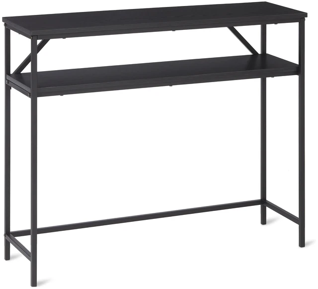 Main image of Rectangular Console Table with Storage Shelf, Steel Frame, 39x31x11.8 in, Black