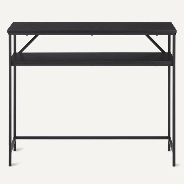 Alt view image 5 of 6 - Rectangular Console Table with Storage Shelf, Steel Frame, 39x31x11.8 in, Black