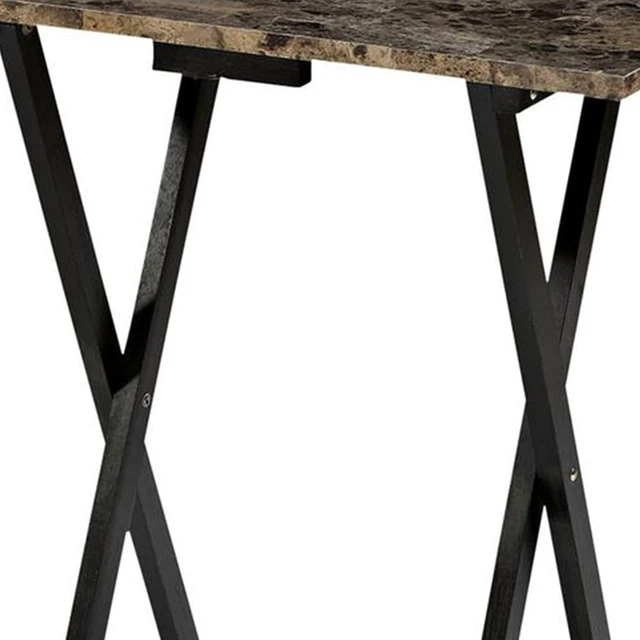 Alt view image 4 of 6 - Home Decor Tray Table Set, Faux Marble, Brown