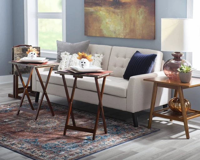Alt view image 2 of 6 - Home Decor Tray Table Set, Faux Marble, Brown