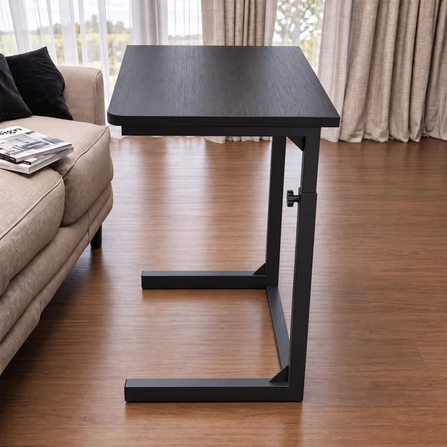 Main image of Height Adjustable C-Shaped Sofa Side Table, Laptop Table for Couch & Bed, Black
