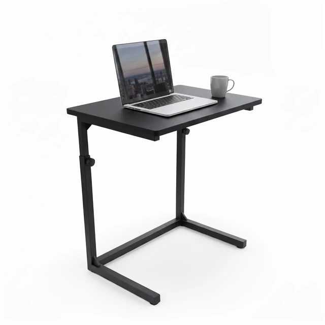 Alt view image 6 of 7 - Height Adjustable C-Shaped Sofa Side Table, Laptop Table for Couch & Bed, Black