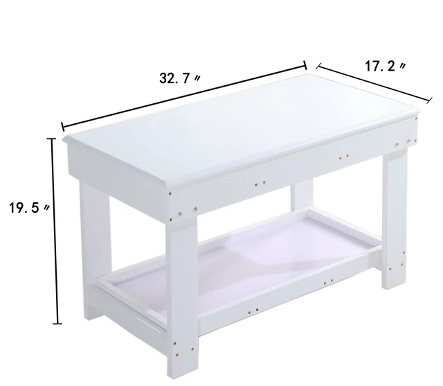 Alt view image 2 of 6 - Kids Activity Table with Board and Storage for Bricks Activity Play Table (White Double Table)