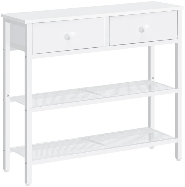 Main image of 29.5" Narrow Console Table with 2 Fabric Drawers, Small Sofa Table | Entryway Table with 3-Tier Storage Shelves, Behind Couch Table, for Living Room, Hallway, White WW72XG01G1