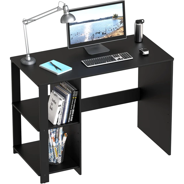 Main image of 38-Inch Home Office Computer Desk with Shelves, Black