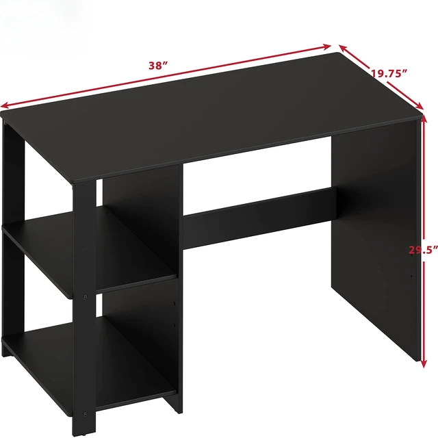 Alt view image 4 of 6 - 38-Inch Home Office Computer Desk with Shelves, Black
