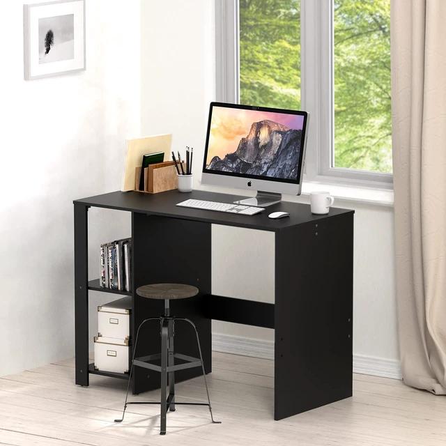 Alt view image 5 of 6 - 38-Inch Home Office Computer Desk with Shelves, Black