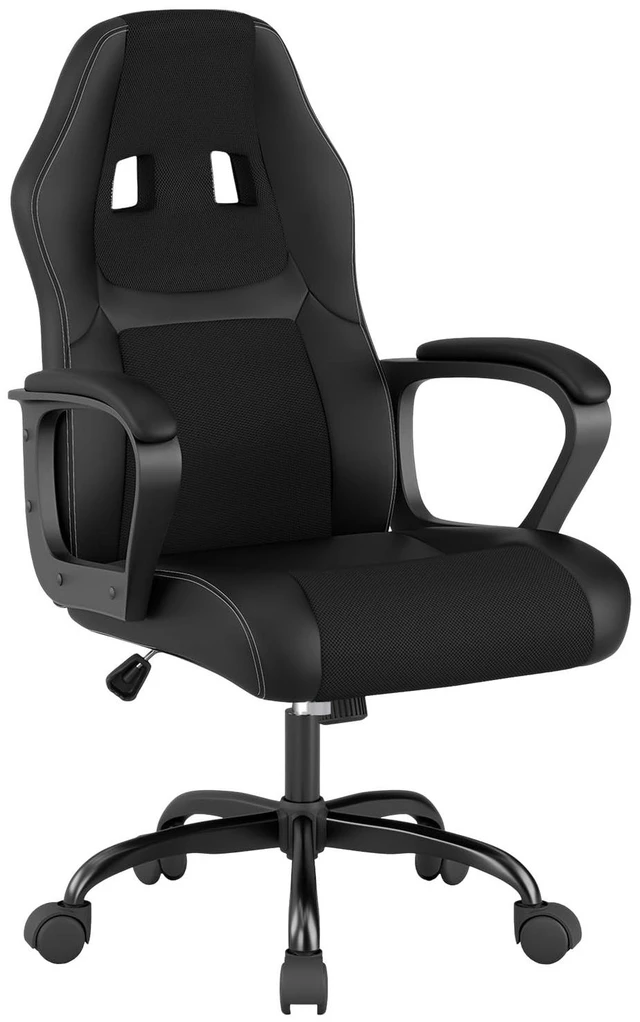 Main image of Office Chair PC Gaming Chair Cheap Desk Chair Ergonomic PU Leather Executive Computer Chair Lumbar Support for Women, Men (Black)