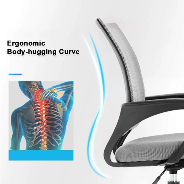 Alt view image 3 of 7 - Ergonomic Office Chair | Grey | Pack of 2 | Mesh Desk Chair | with Lumbar Support & Adjustable Height | Breathable Mid-Back Design & High Density Sponge | For Home, Office