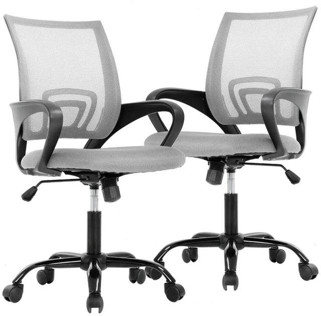Main image of Ergonomic Office Chair | Grey | Pack of 2 | Mesh Desk Chair | with Lumbar Support & Adjustable Height | Breathable Mid-Back Design & High Density Sponge | For Home, Office