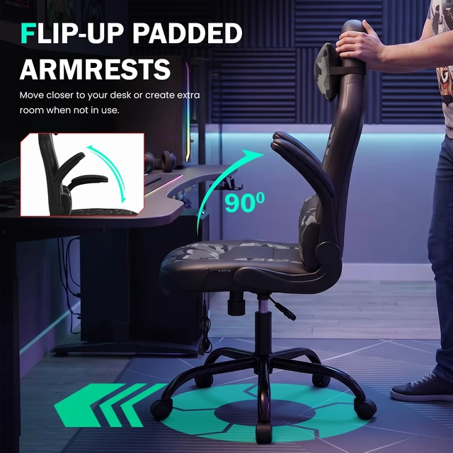 Alt view image 5 of 7 - PC Gaming Chair Racing Office Chair Ergonomic Desk Chair Massage PU Leather Computer Chair with Lumbar Support Headrest Armrest Executive Task Rolling Swivel Chair for Back Pain, Camo