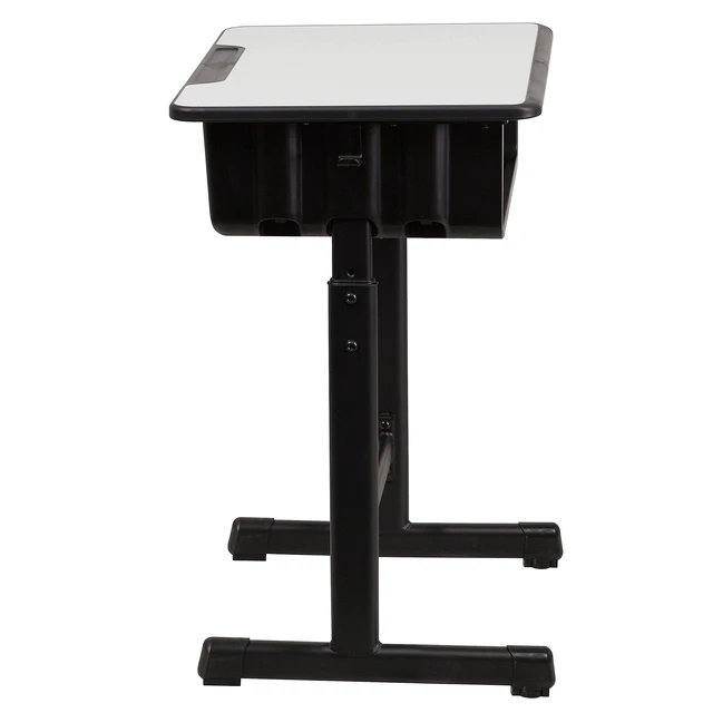 Alt view image 6 of 7 - Billie Open Front Student Desk for Classrooms or Remote Learning, Height Adjust School Desk with Book Box and Bag Hooks, Black/Gray