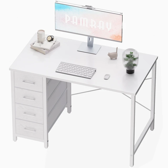 Main image of 32 Inch Computer Desk with 4 Drawers Small Office Desk for Home Bedroom Study Writing Simple Modern Computer Table White