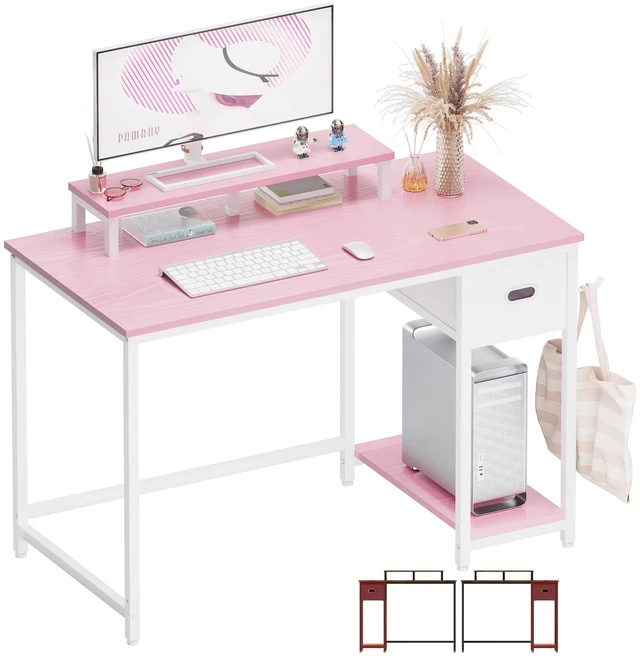 Main image of 39 Inch Small Computer Desk with Monitor Stand and Drawer for Gaming | Small Gaming Desk, for Bedroom Small Spaces, Home Office, Dorm and Apartment, for Writing, Study and Working