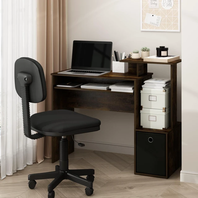Main image of ECON Desk, 40-in Gaming Desk with Keyboard Tray, Computer Desk, Office Desk with Side Shelves and Storage Bin for Home Office, Study Room, Dorm, Amber Oak