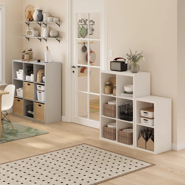 Alt view image 3 of 7 - CUBICLE 6-Cube Book Shelf, Extra Thick Frame Bookshelf, White | 14.6" x 44" x 30", Horizontally & Vertically Reversible Bookcase with Open Back, for Living Room, Bedroom, Home Office