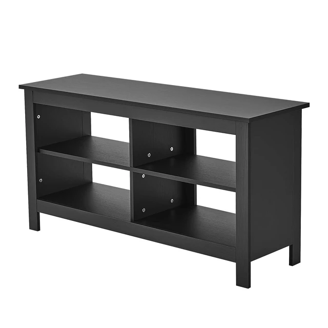Alt view image 6 of 7 - 43 Inches TV Stand,Mid Century Modern Entertainment Center with 4 Open Shelves Farmhouse TV Media Console Table for Living Room,Bedroom,Television Stand up to 50 Inches(Black)