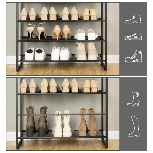 Alt view image 3 of 7 - 10-Tier Shoe Rack for Entryway, 23.6"L Shoe Storage Organizer, Large Capacity Shoe Shelf for Closet, Front Door Entrance, Hallway, Holds 27-30 Pairs of Shoes, Rustic Brown and Black BF601XJ01G1