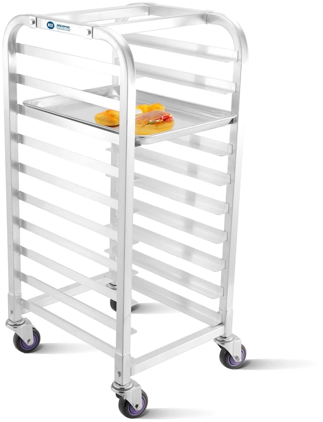 Main image of 10-Tier Sheet Pan Rack, NSF Aluminum Bun Pan Rack | Bakery speed Rack for Home Commercial Kitchen Bakery Cooling, 4 Wheels