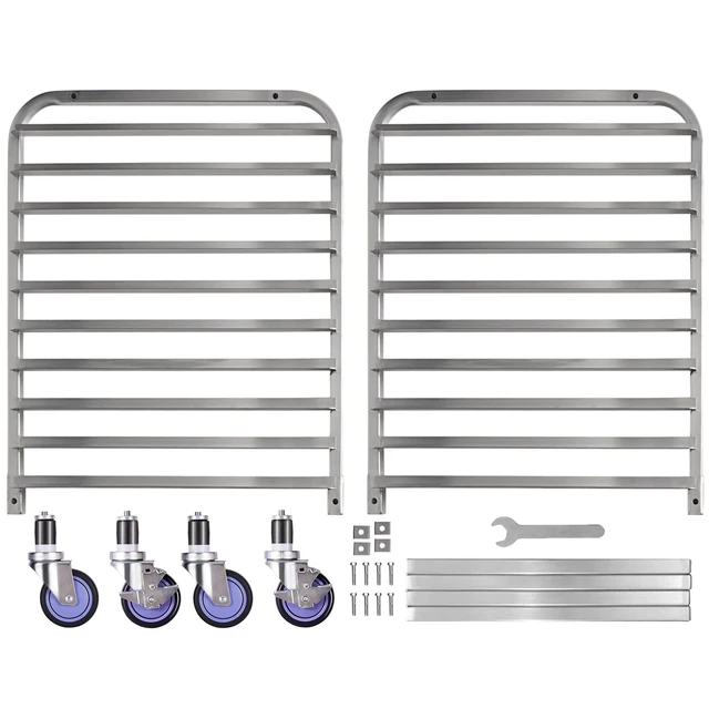 Alt view image 7 of 7 - 10-Tier Sheet Pan Rack, NSF Aluminum Bun Pan Rack | Bakery speed Rack for Home Commercial Kitchen Bakery Cooling, 4 Wheels