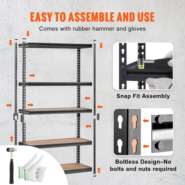 Alt view image 3 of 7 - Storage Shelves 5-Tier Adjustable 2000 lbs Shelving Unit 48"x18"x71" | Heavy Duty Garage Storage Metal Utility Rack Shelf for Kitchen, Pantry, Basement, Bathroom, Laundry, Living Room, Warehouse