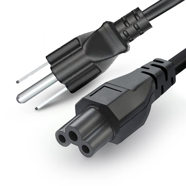 Main image of LORDTRONICS 3 Prong Laptop Power Cord 10FT | NEMA 5-15P to IEC C5 Cloverleaf, 125V 10A | for Laptop Adapters, Monitors, Printers & Scanners | Black