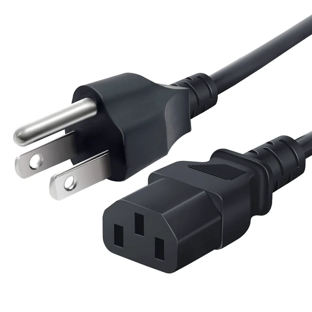 Main image of LORDTRONICS 3 Prong AC Power Cord 3FT | NEMA 5-15P to IEC C13, 125V 10A 18AWG | for PC, Monitor, Printer & TV | Black