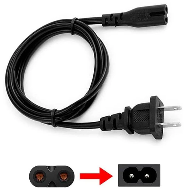 Alt view image 2 of 5 - LORDTRONICS 2 Prong Figure 8 AC Power Cord 3FT | NEMA 1-15P to IEC C7 Non-Polarized, 125V | for TV, PS5, PS4, Xbox, Printers & Electronics | Black