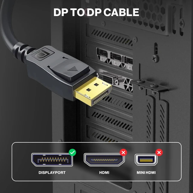 Alt view image 6 of 7 - LORDTRONICS DisplayPort to DisplayPort Cable 6FT | DP 1.2, 4K@60Hz, 2K@165Hz | for PC, Graphics Card, Gaming Monitor & Projector | Black