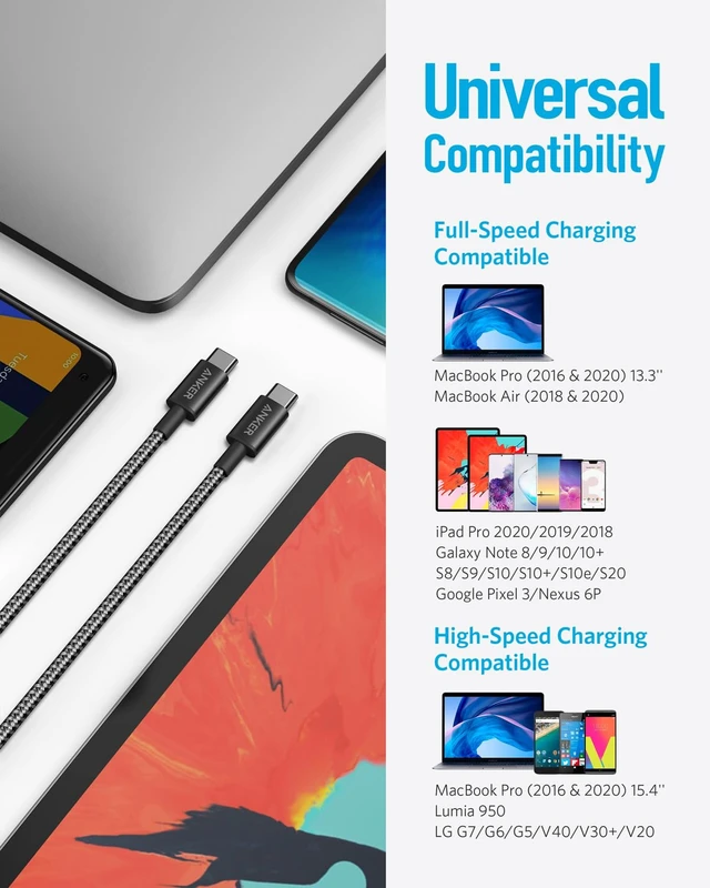 Alt view image 5 of 7 - USB C to USB C Cable, 60W Fast Charging Cable (2-Pack, 6 ft, Black) | For iPhone 18 / 17 Series, iPad mini 6, and More