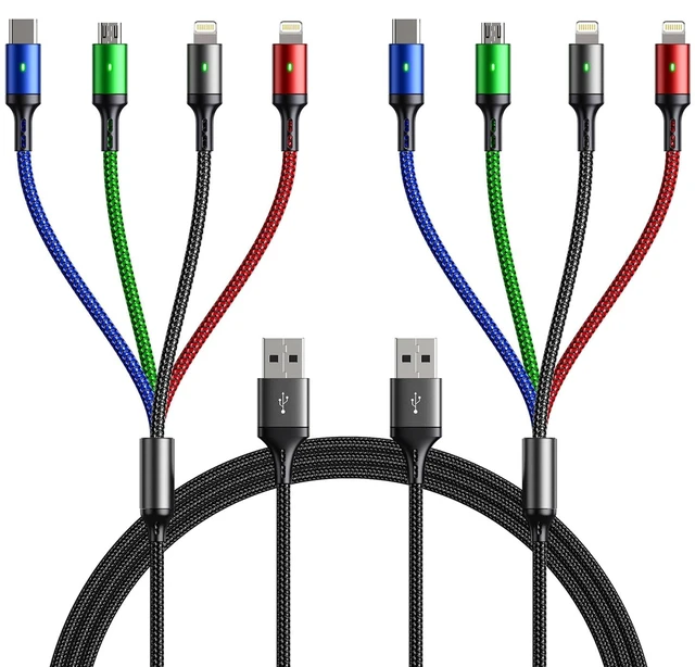 Main image of Multi Charging Cable,4 in 1 Charger Cable Braided Multiple USB Cable | (2Pack 6FT)Universal USB C Charging Cord with Type-C,Micro USB,IP Port for iPhone 18 17 16/15/14 Series/Galaxy and More