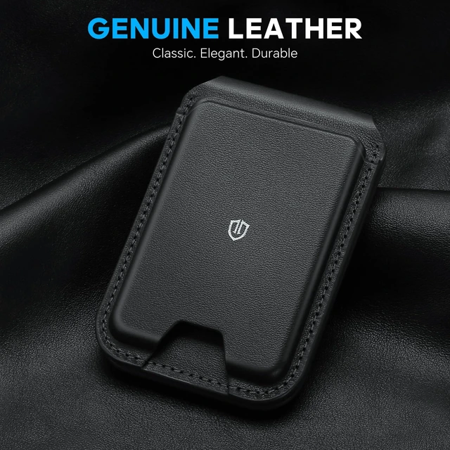 Alt view image 2 of 7 - Genuine Leather for MagSafe Wallet Stand, 6 Card Holders, Black | Magnetic Phone Wallet, Strong Magnet, Kickstand, RFID Blocking, Quick Access, for iPhone 18/17/16/15/14/13/12 Pro/Max/Plus
