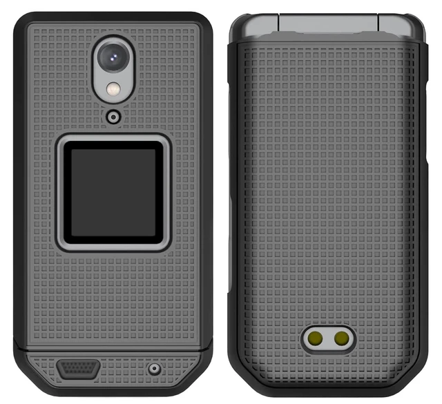Alt view image 2 of 6 - Grid Series for CAT S22 Flip Phone Case - Black | Protective Hard Shell Cover, Satisfying Texture, Matte