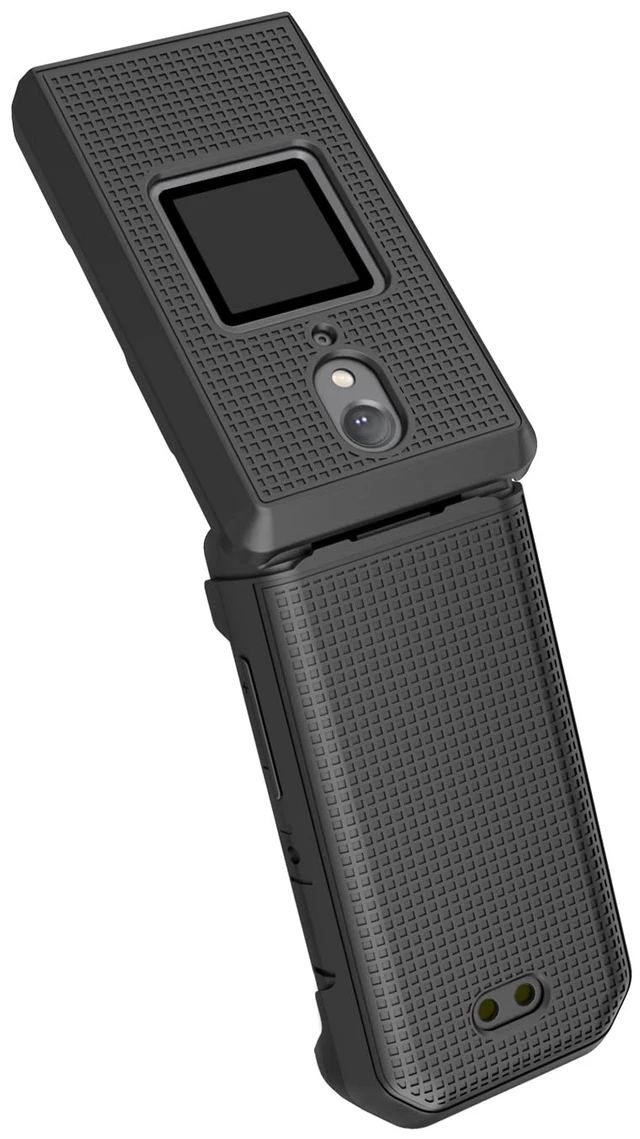 Alt view image 4 of 6 - Grid Series for CAT S22 Flip Phone Case - Black | Protective Hard Shell Cover, Satisfying Texture, Matte