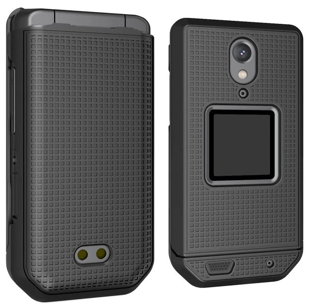 Alt view image 6 of 6 - Grid Series for CAT S22 Flip Phone Case - Black | Protective Hard Shell Cover, Satisfying Texture, Matte